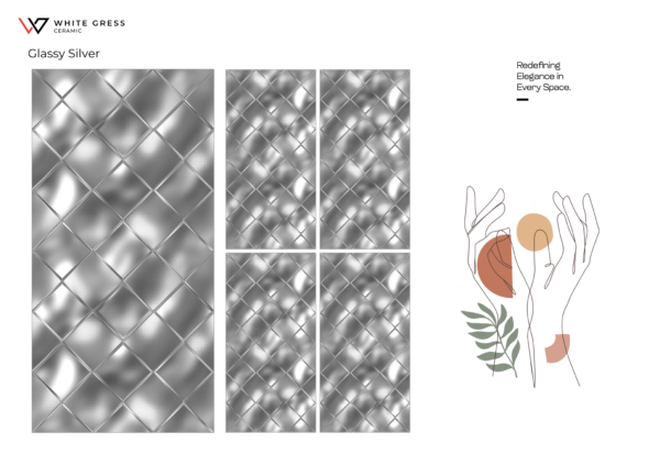 Glassy Silver 3D Glossy Surface Tiles - Image 3