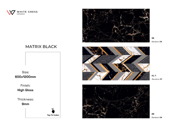 Metrix Black High Glossy Surface Tiles